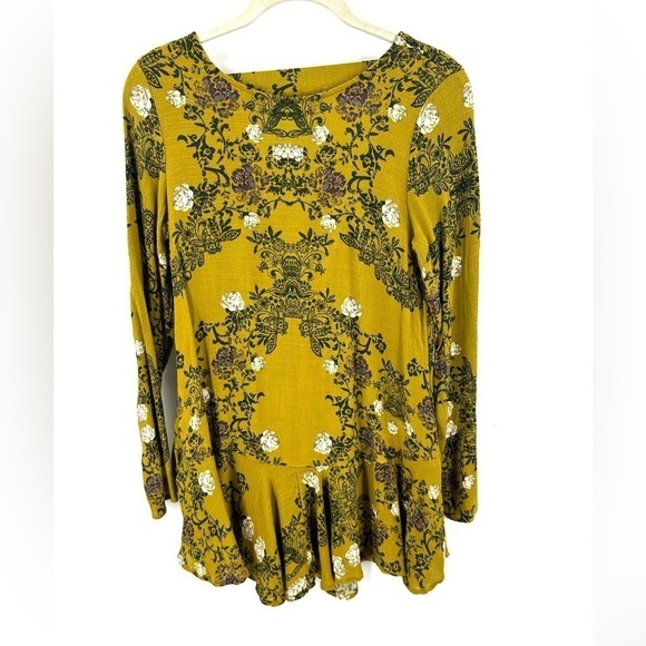 Free People Smooth Talker Tunic Dress XS Mini Boho Floral Indie Festival Flowy - Picture 3 of 13